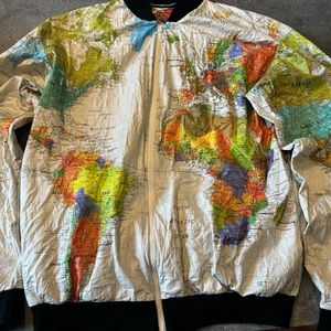 Tyvek Kurt Cobain Map Jacket Windbreaker Medium Unisex Vintage ‘Wearin the World